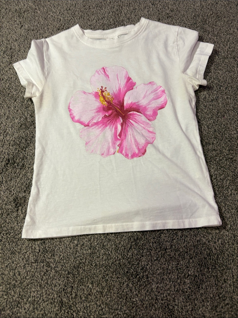 Streetwear Society White Tee with Pink Hibiscus Graphic